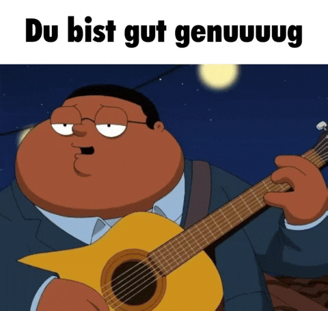Cleveland Jr. playing guitar — Du bist gut genuuuug meme